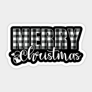 Merry Christmas Buffalo Plaid Xmas Pajamas Women Gift Sticker